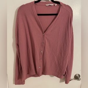 Pink Calvin Klein button up sweater